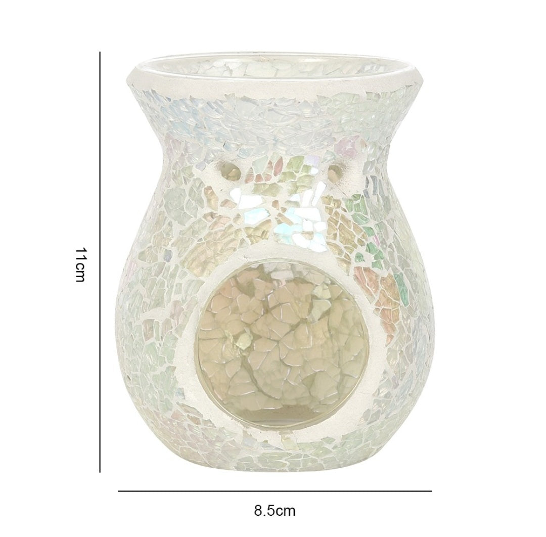 Small White - Iridescent Crackle Glass Burner