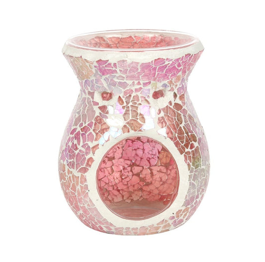 Small Pink Iridescent Crackle Glass - Wax Melt Burner