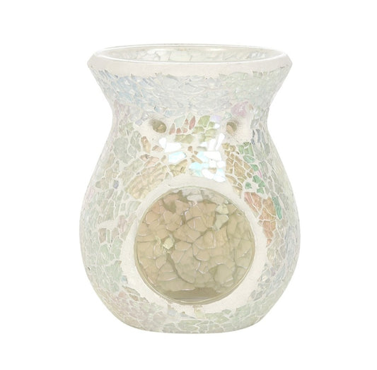 Small White - Iridescent Crackle Glass Burner