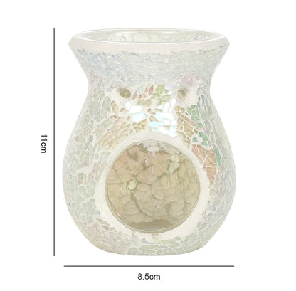 Small White - Iridescent Crackle Glass Burner